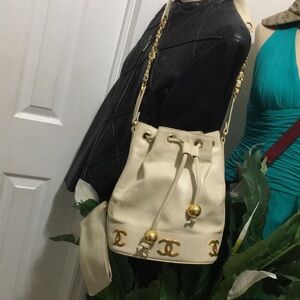 Classy Chanel bucket Carvier leather bag